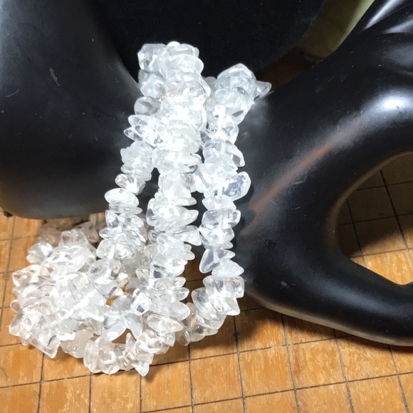 Semiprecious Stone Quartz Crystal Polished Nugget Necklace 31”L Strand EVC - Picture 4 of 5